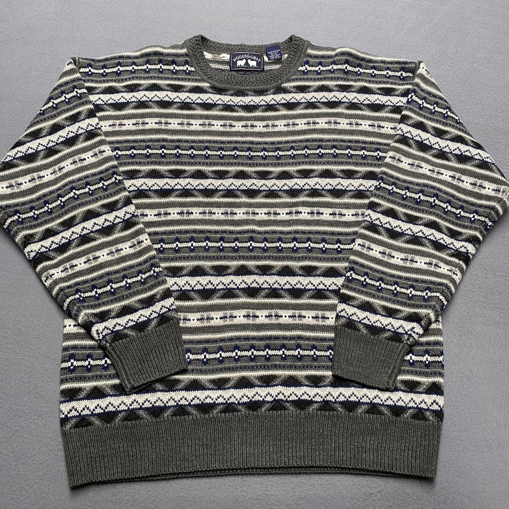 Woods & Gray Sweater Mens Large Fair Isle Knit Crewneck Pullover Hong Kong‎